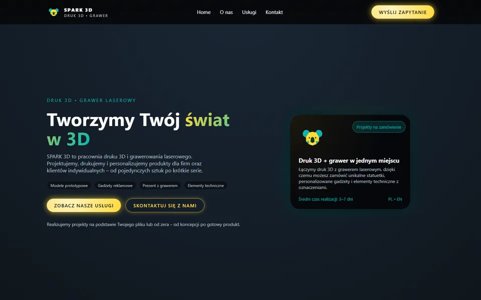 Widok strony internetowej SPARK 3D